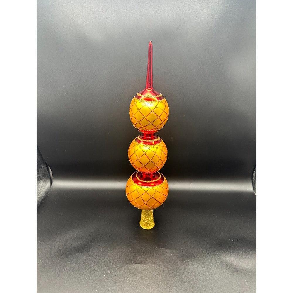 CHRISTOPHER RADKO‎ FABERGE FINIAL 16" TOPPER VINTAGE RED AND GOLD